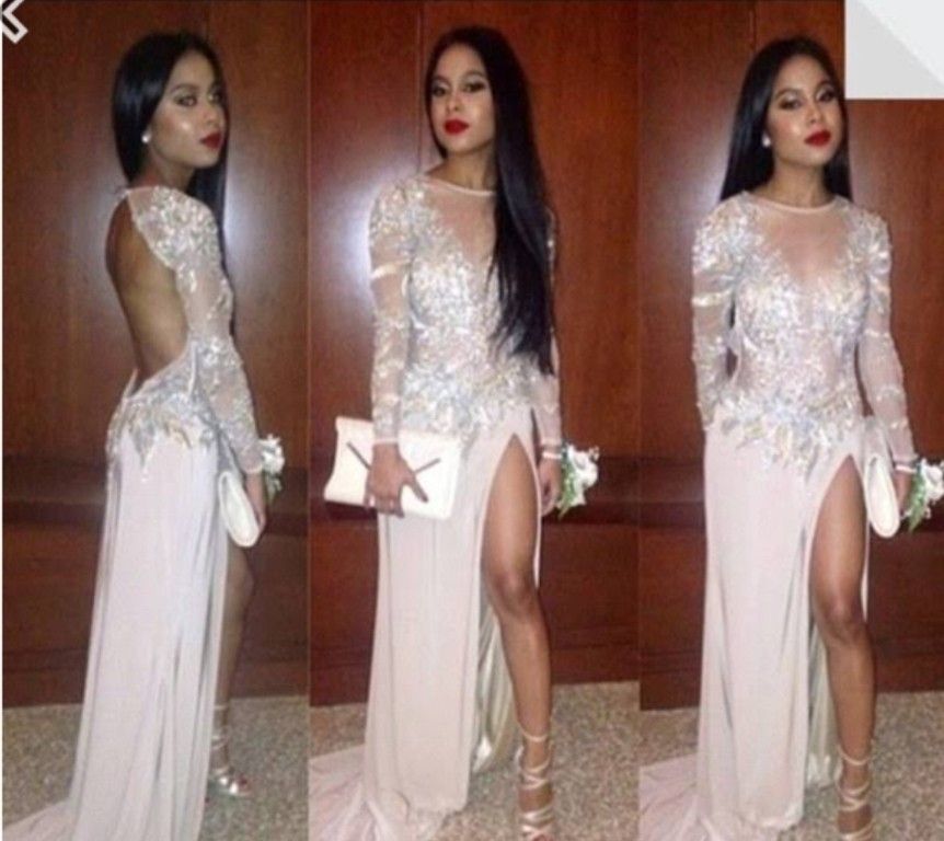 White Sheer Long Sleeve Wedding/Prom Dress