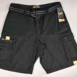 Lee Relaxed Fit Men's Cargo Shorts Black Belted Size 36 Style (contact info removed)