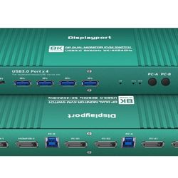 New Displayport kvm Switch 2 Monitors 2 Computers 4K 165Hz kvm