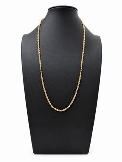 24” 10K Yellow Gold Diamond Cut Rope Chain
