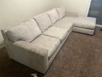 Beige Fabric Sectional Sofa with Chaise