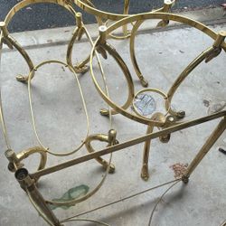 Vintage Brass Tables With Glass tops 