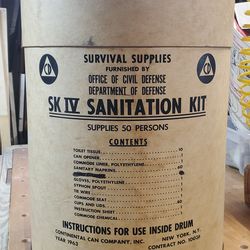 Vintage 1962 Civil Defense Cold War Survival Sanitation Kit w Partial Contents