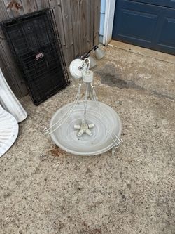Vintage Alabaster-Style Glass Bowl Pendant Chandelier