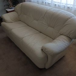 White Leather Sofa.  