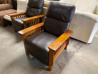 Chocolate Brown Mission Style Pushback Recliner