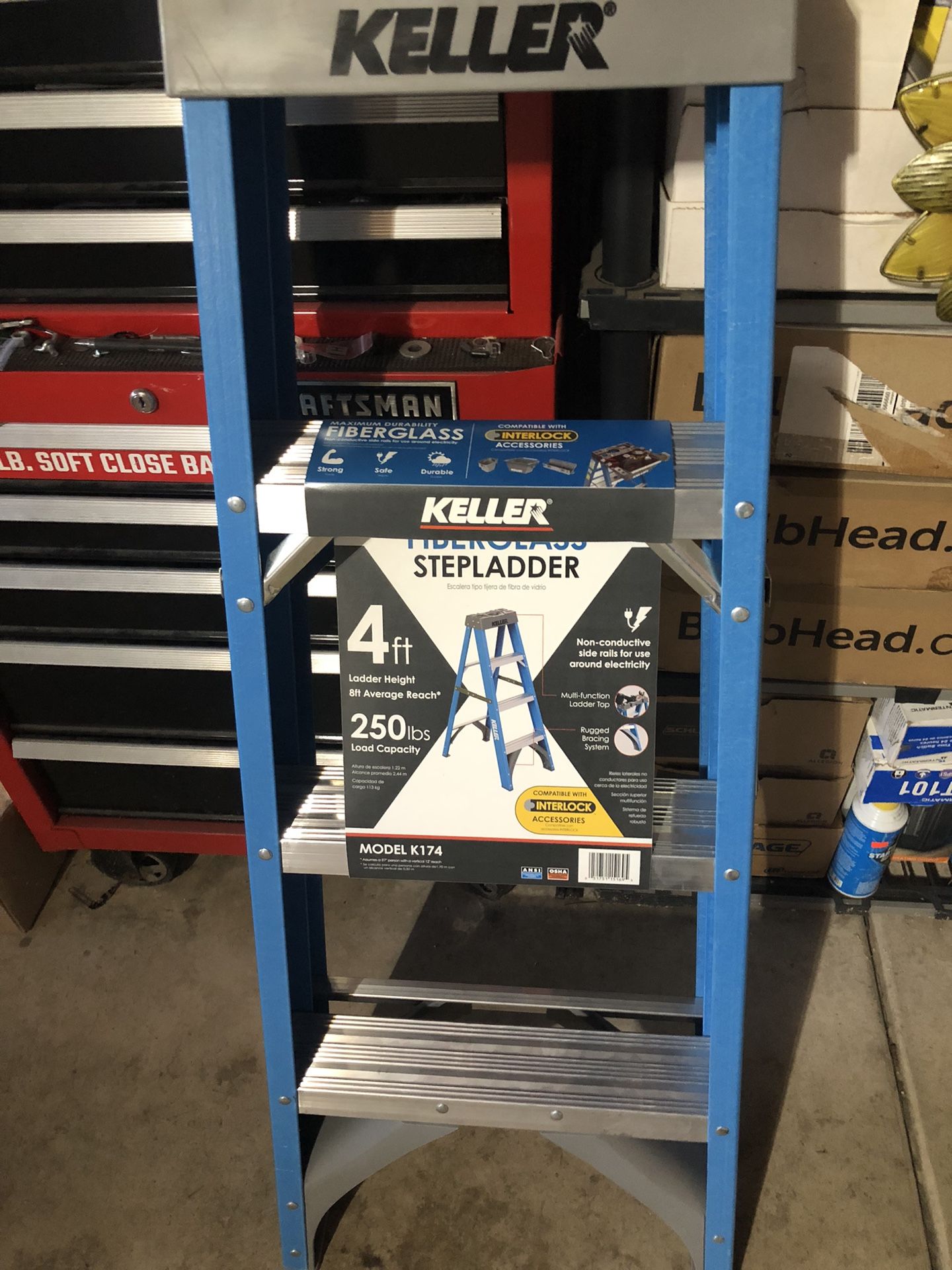 Brand New Keller® 4´ Type I Fiberglass Step Ladder 250 lb. max,All Products : American Fashion Style Bags On Sale
