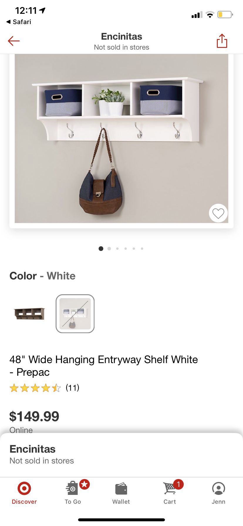  Target 48” Hanging Entryway Shelf And Floating Storage In White