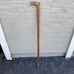 Vintage Brass And Wood  Walking Cane