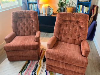 set of 2 vintage club swivel arm chairs