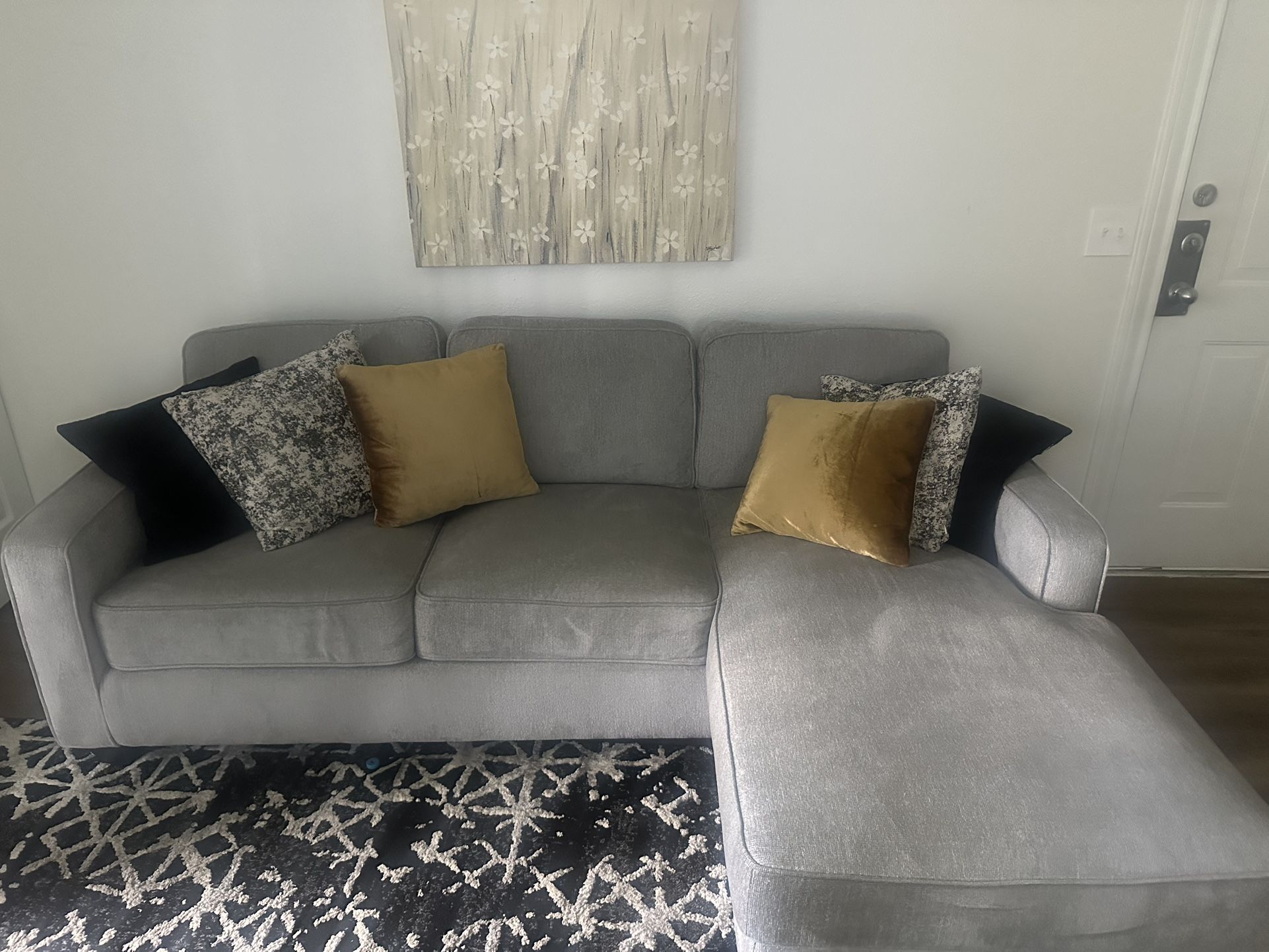 Couch/w/ Pull Out Bed And Throw Pillows