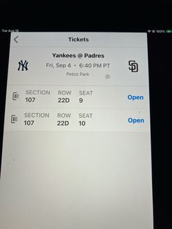 2 PADRES/ YANKEES TICKETS, FRIDAY, 8/28, SEC 107, ROW 22D
