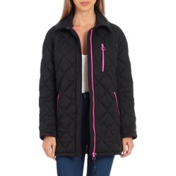 AVEC LES FILLES Diamond Quilted Full-Zip Jacket Size M Black