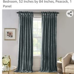 Blue Green Tie-top 52 X 84 Curtains