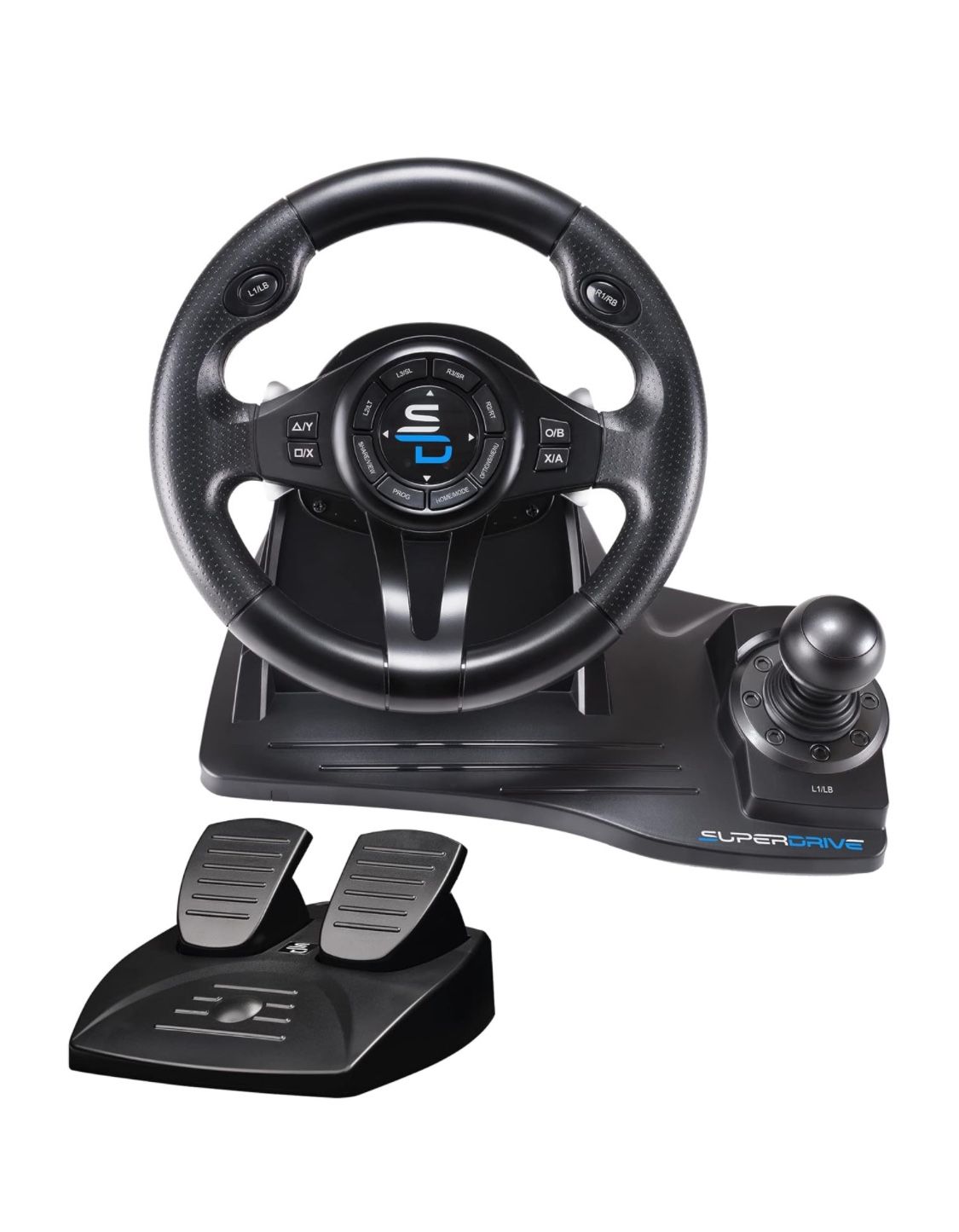 Superdrive - GS550 steering racing wheel with pedals, paddles, shifter and vibration for Xbox Serie X/S, PS4, Xbox One, PC, PS3 (programmable for all