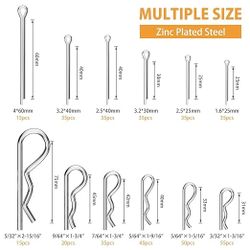 410Pcs Cotter Pins Assortment Kit, Hitch Pin R Clips with Plier, Zinc Plated Steel Small Cotter Pin Set for Trailer,Lawn Mower,Truck