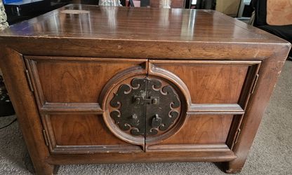 Asian Style Wooden Cabinet with Metal Hardware