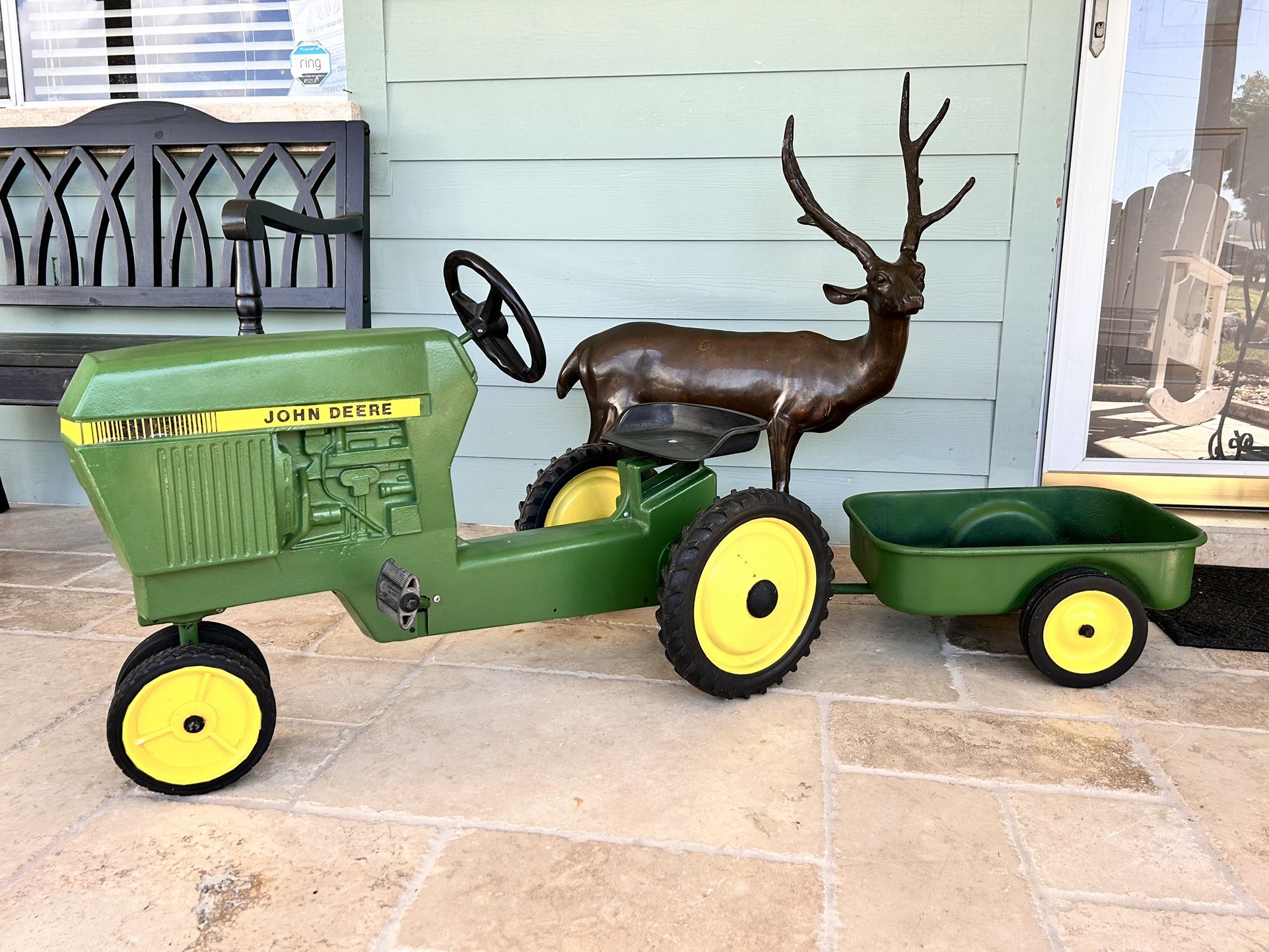 Vintage 1960s70s John Deere #520 Ertl Pedal Tractor W/Trailer Original