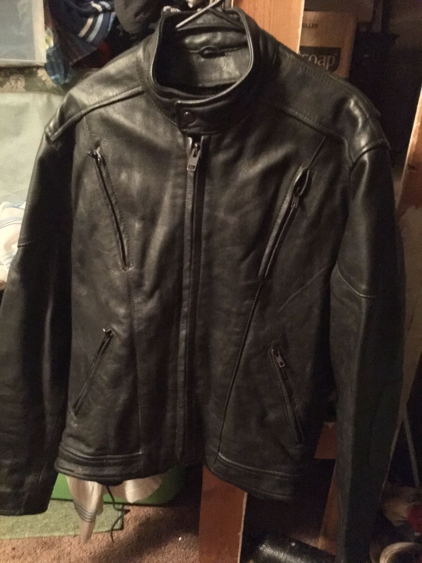 Photo Black Leather Motorcycle Jacket