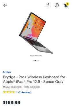 Brydge Pro+ Wireless Keyboard and Cover For IPad 12.9"