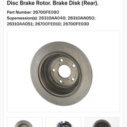 2004-2008 OEM Subaru Rear Disc Brake Rotors (NEW)