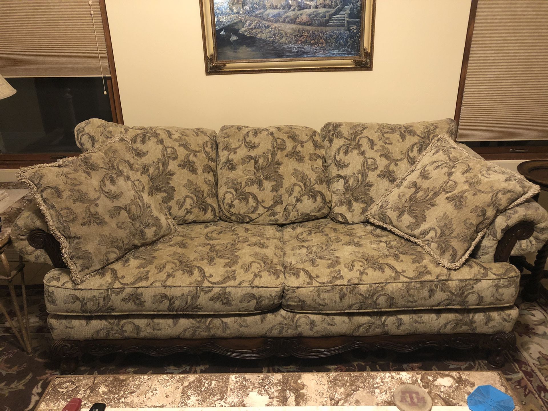Very Nice Quality Schnadig Couch Sofa Beige Tan Fabric