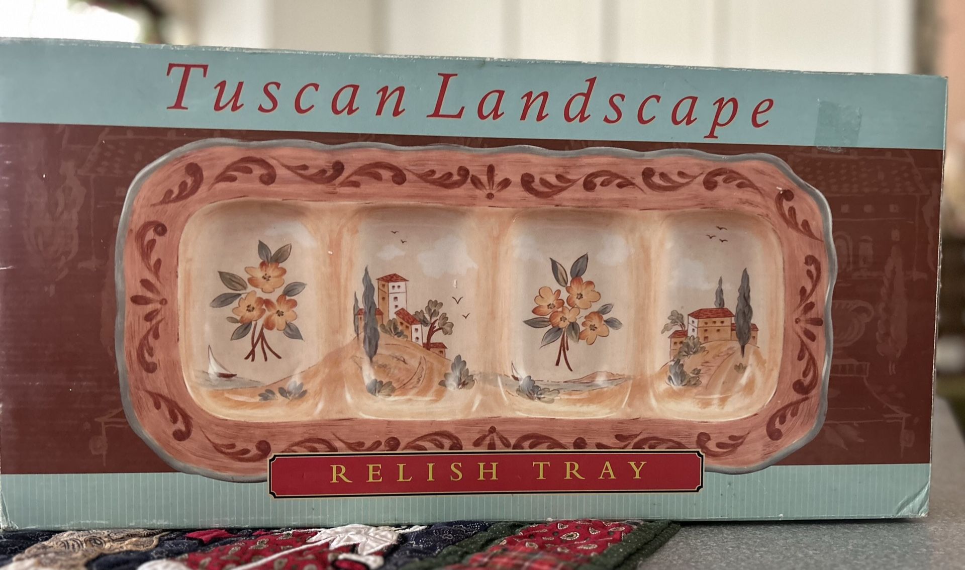 Tuscan Landscape Relish Tray-New In Box. $20