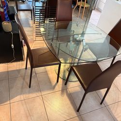 Glass Dinning Room Table Set