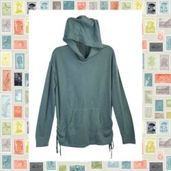 Mossimo Blue Green Textured Pullover Hoodie  w Drawstring Sides Women Medium