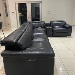 Black Leather Sectional couch