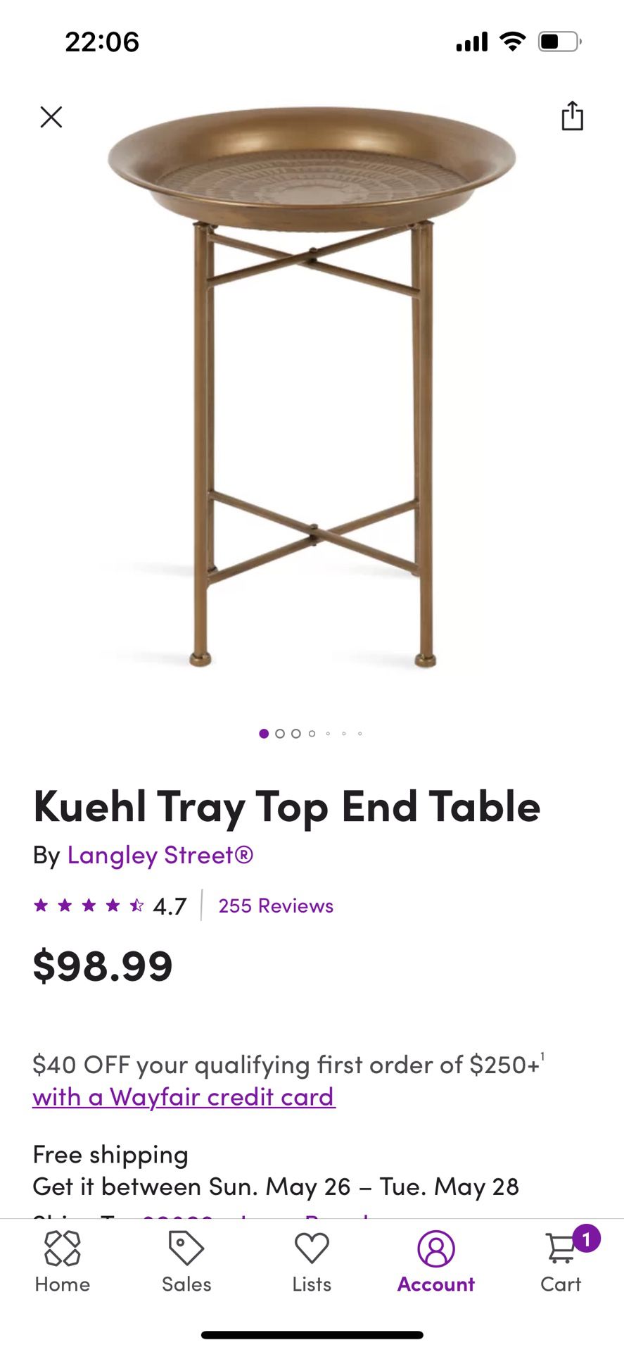 Bronze End Table 