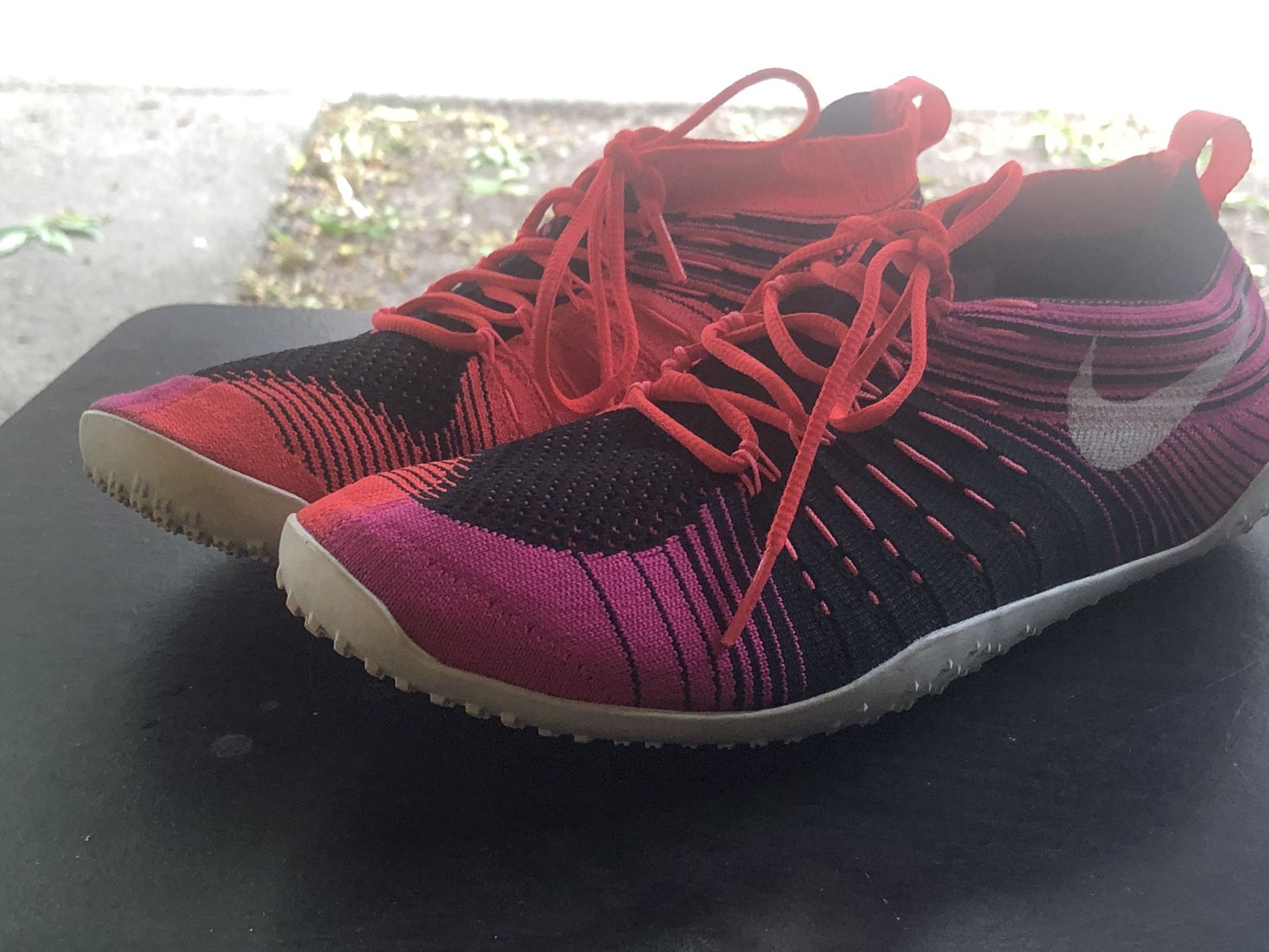 Nike Free Flyknit Women's Pink Black Orange Running Shoes