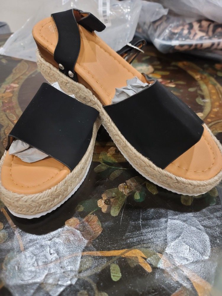 Black And Camel Wedges New 8 1/2