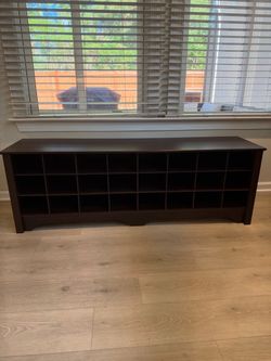 24 Pair Shoe Storage Cubby Bench, Espresso