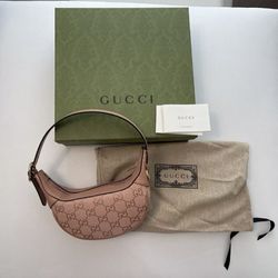Authentic Gucci OPHIDIA MINI BAG Pink Canvas