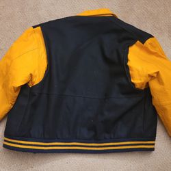 leaderman yellow varsity jacket XL