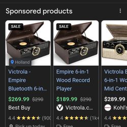 Victrola 6 N 1 Record Player/Bluetooth Speaker