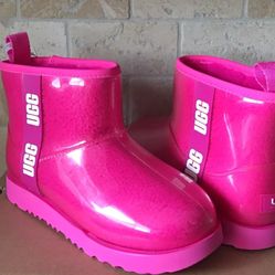 UGG Kid’s Classic Clear Mini Ankle Boots Pink Youth 6 “NEW*
