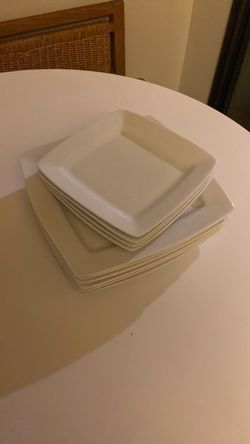 White Square Ceramic Plate Set