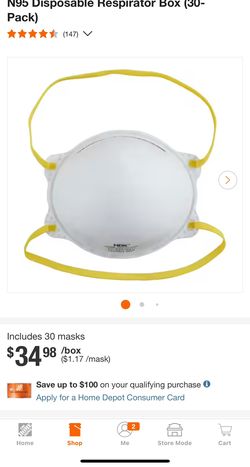 HDX N95 Disposable Respirator Box (30-Pack