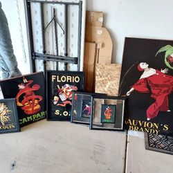 Vintage Liqueur Advertisement Prints And Lamp