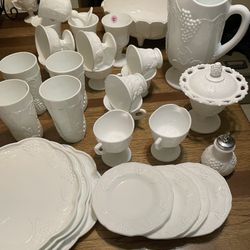 31 Piezas Vintage Milk Glass Indiana Colony 