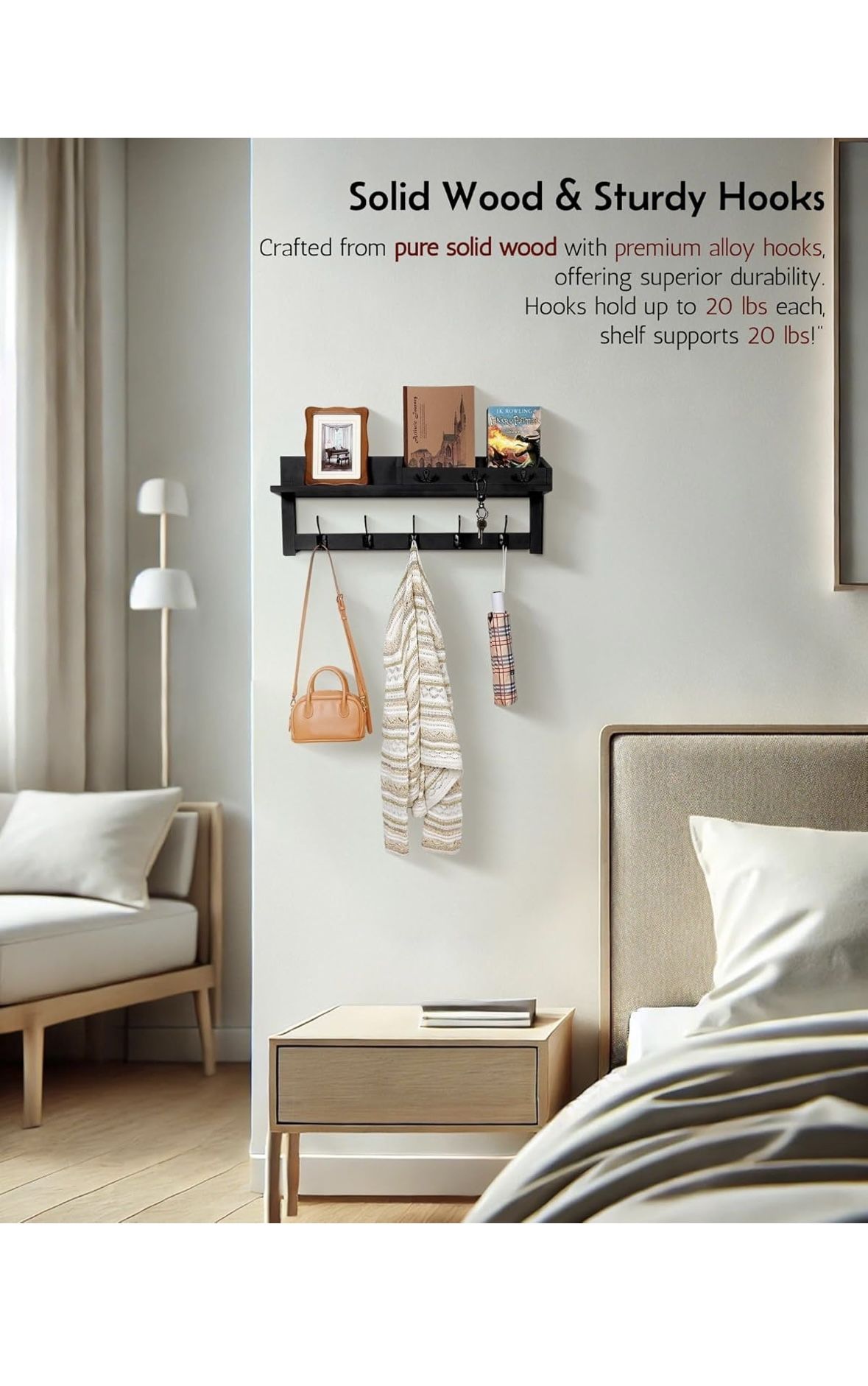 Wall Shelf Coat Hanger/Rack for Entryway