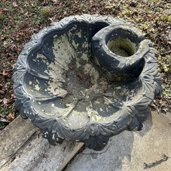 Vintage Birdbath Concrete, Painted
