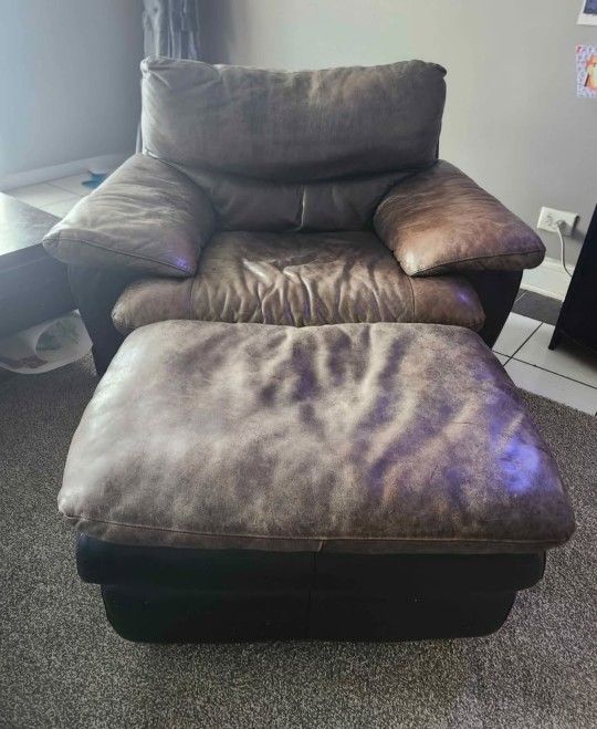 Leather Chair And Ottoman 