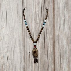 Vintage Spiritual Unisex Style Bohemian Pendants Wood  Ethnic Beaded Necklace