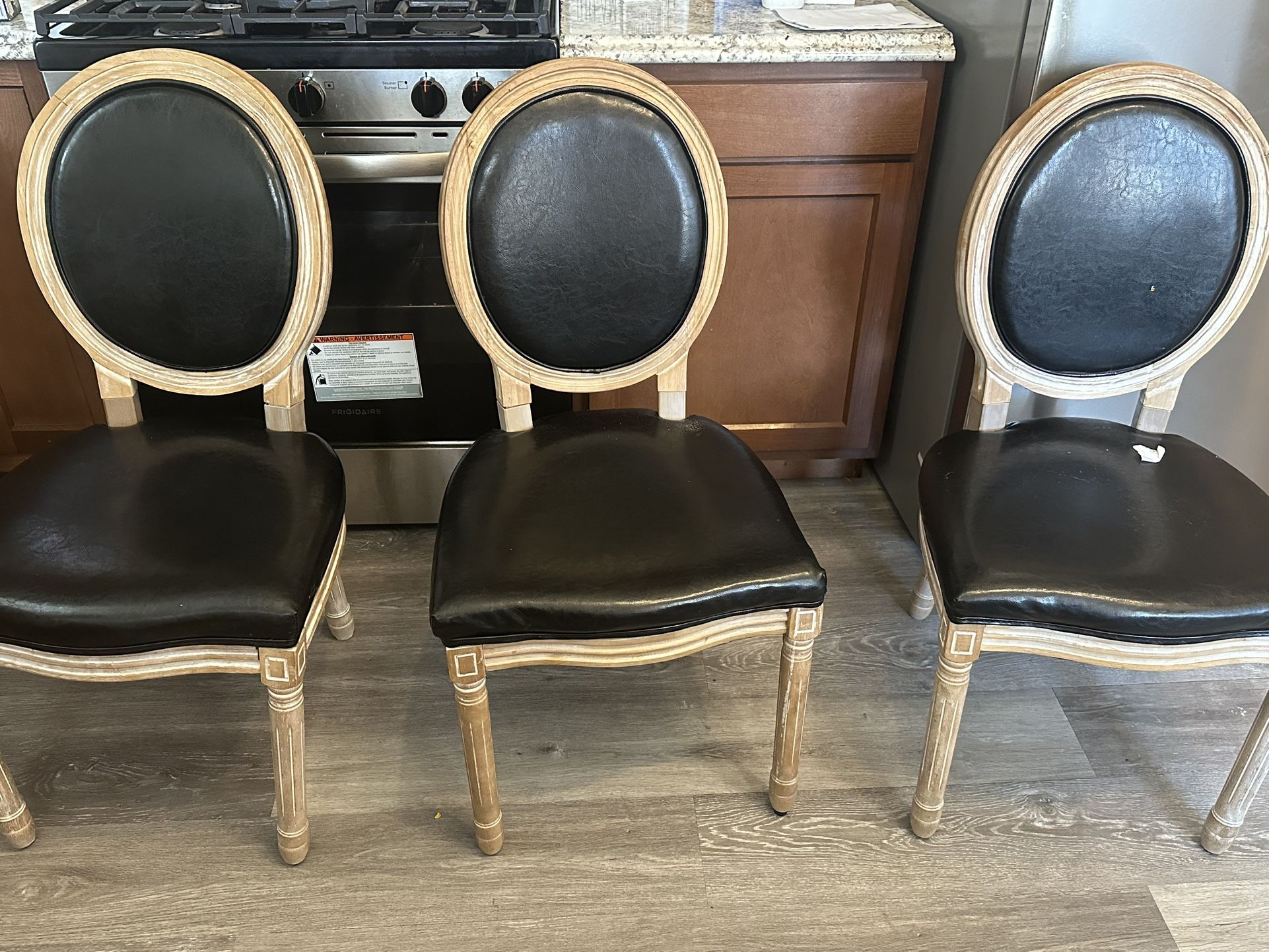 Black Leather Wooden Chairs