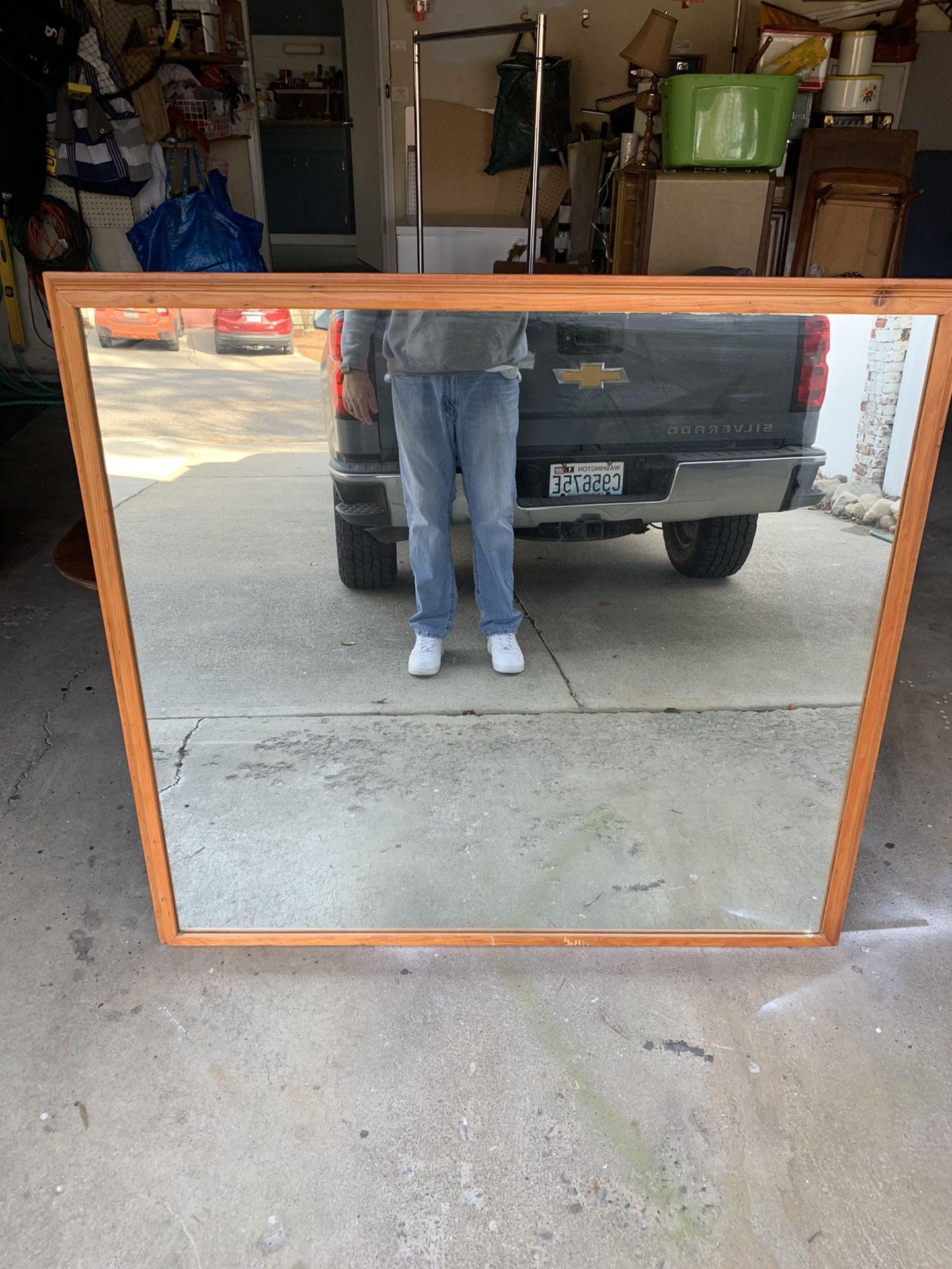 Vintage Framed Glass Mirror 56x52