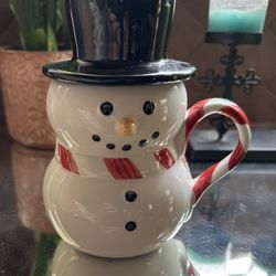 Snowman Tea Coffee Lidded Cup by Williams Sonoma