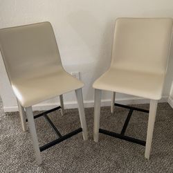 Set of 3 Maria Yee Perugia Leather Counter Height Stools / Chairs